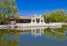 Chinese garden with lake
