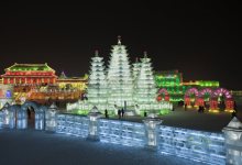 Ice pagoda at Harbin Ice Festival