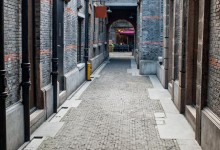 Die Strasse in Xin Tian Di in Shanghai