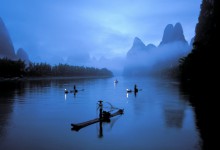 fisherman and boat of guilin in China